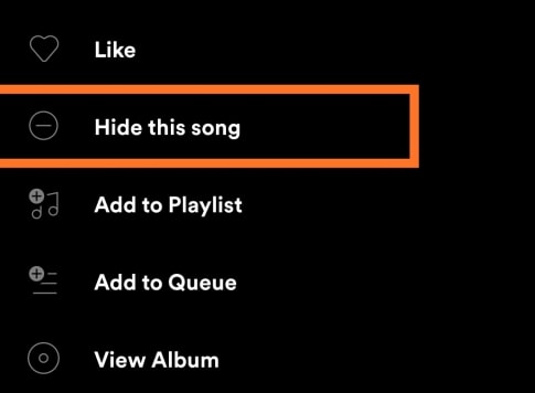 Hide Spotify songs in playlists and radio stations