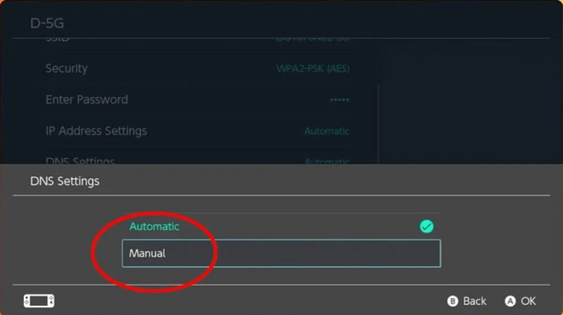 Manual settings options icon on Nintendo Switch