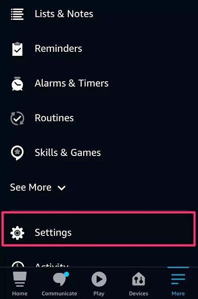 find and hit the settings option