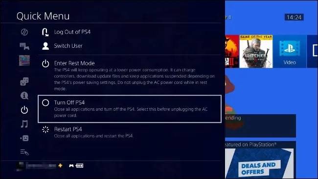 Turn off PS4 or PS5 to fix Spotify on  PS4 or PS5