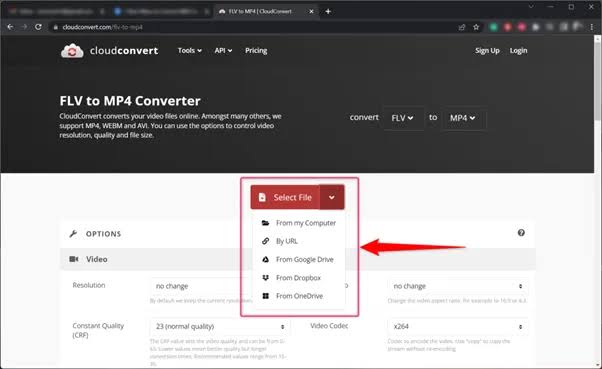 CloudConvert FLV to MP4 Converter Online