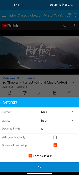 Convert YouTube to M4A on Android