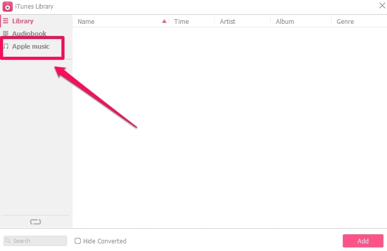 Choose Apple music from the pop-up window