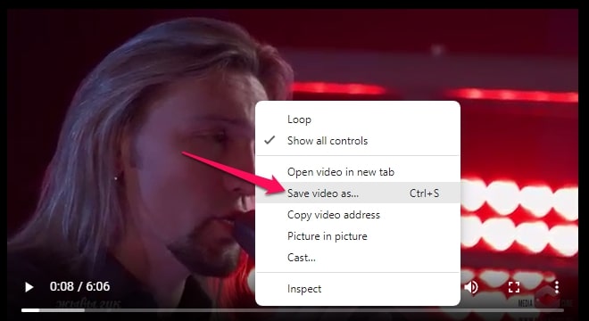 Select Save Video As from the contextual menu